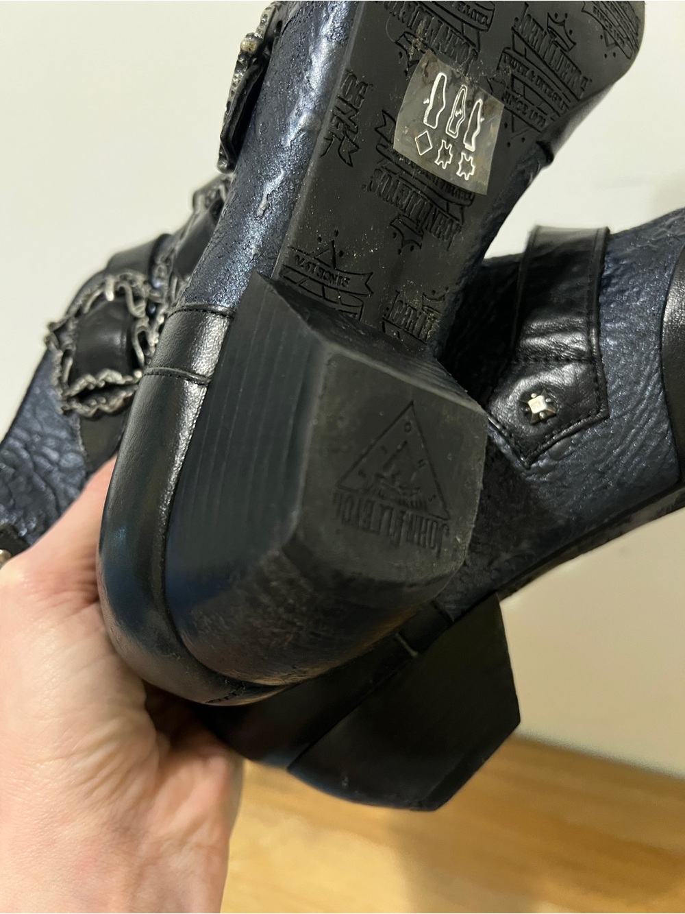 John Fluevog Eileen Dark Navy Blue Black Ornate Ankle Boot 9 N - Picture 12 of 16